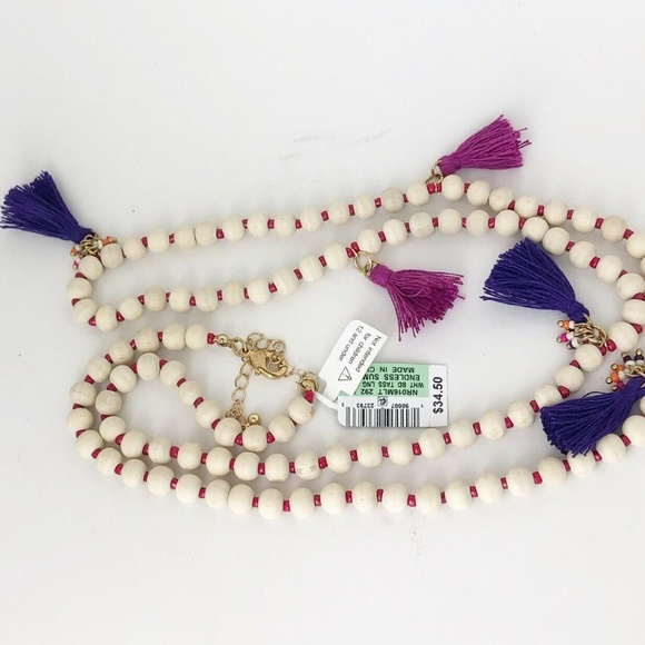 INC X Robert Rose Wood Bead Pink & Purple Necklace - Picture 2 of 8